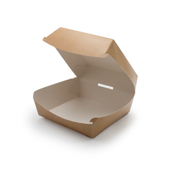 30846 80 pcs deli-food hinged lid containers 120x120x70 mm  1000 ml  18 g PAP brown